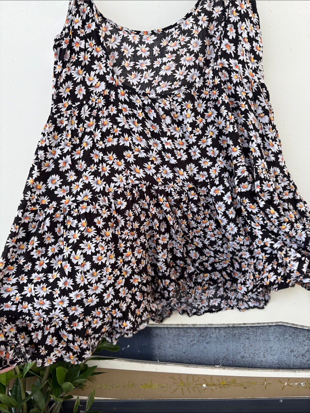Brandy Melville Black Daisy Print Dress with Yellow Centers - Picture 6 of 6